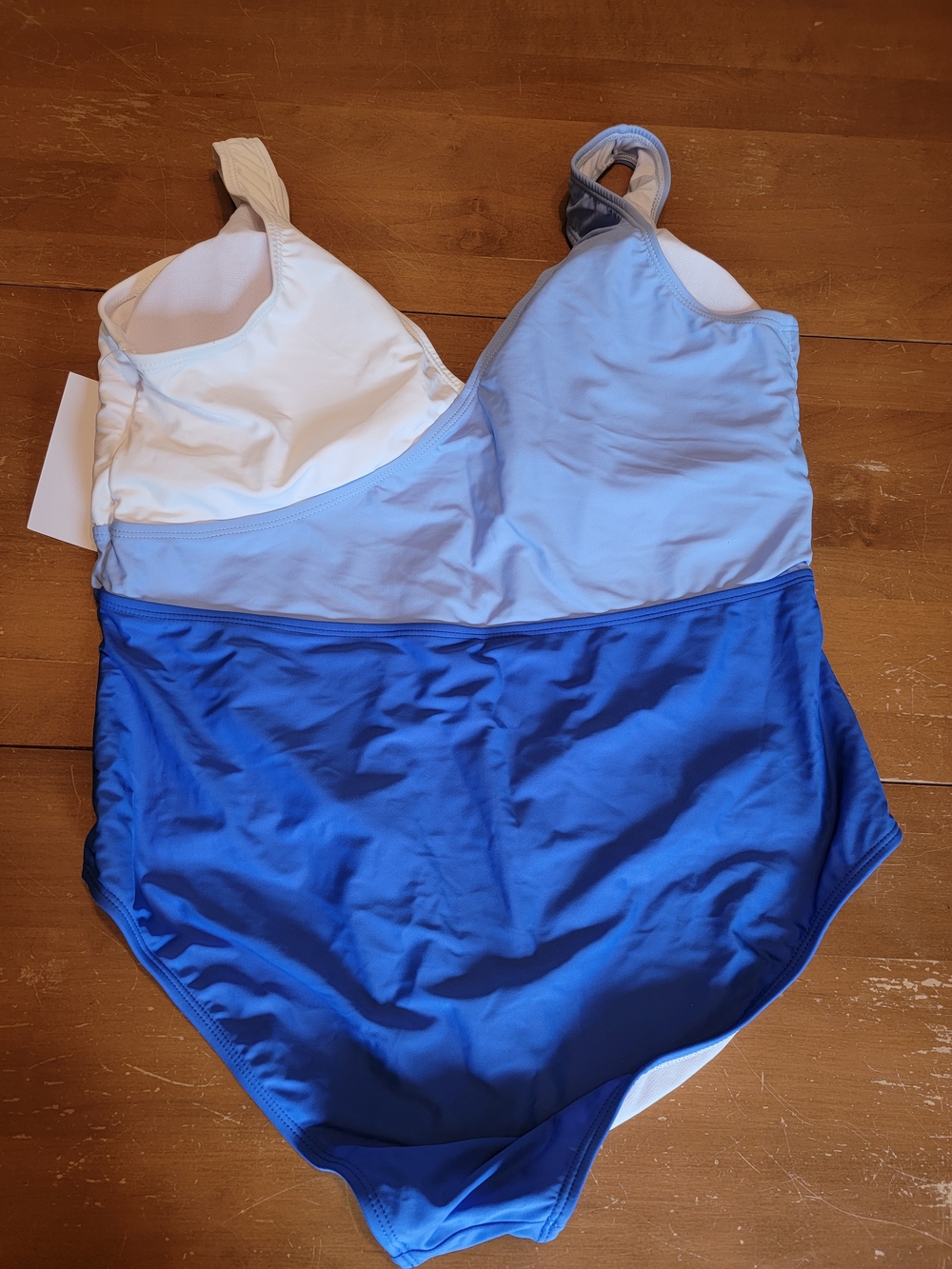 Criss-Cross Colorblock One-Piece Swimsuit White, Light Blue & Royal Blue 3X NWT - Picture 3 of 6